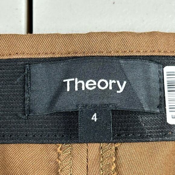 Theory Pull On Brown Elastic Waist Straight Leg Pant Trouser Sz 4 MSRP $129 - Picture 5 of 8